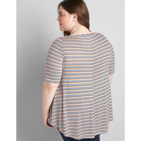 Lane Bryant Plus Size 14 16 Striped Perfect Sleeve Boatneck Max Swing Tunic Top - Picture 2 of 8